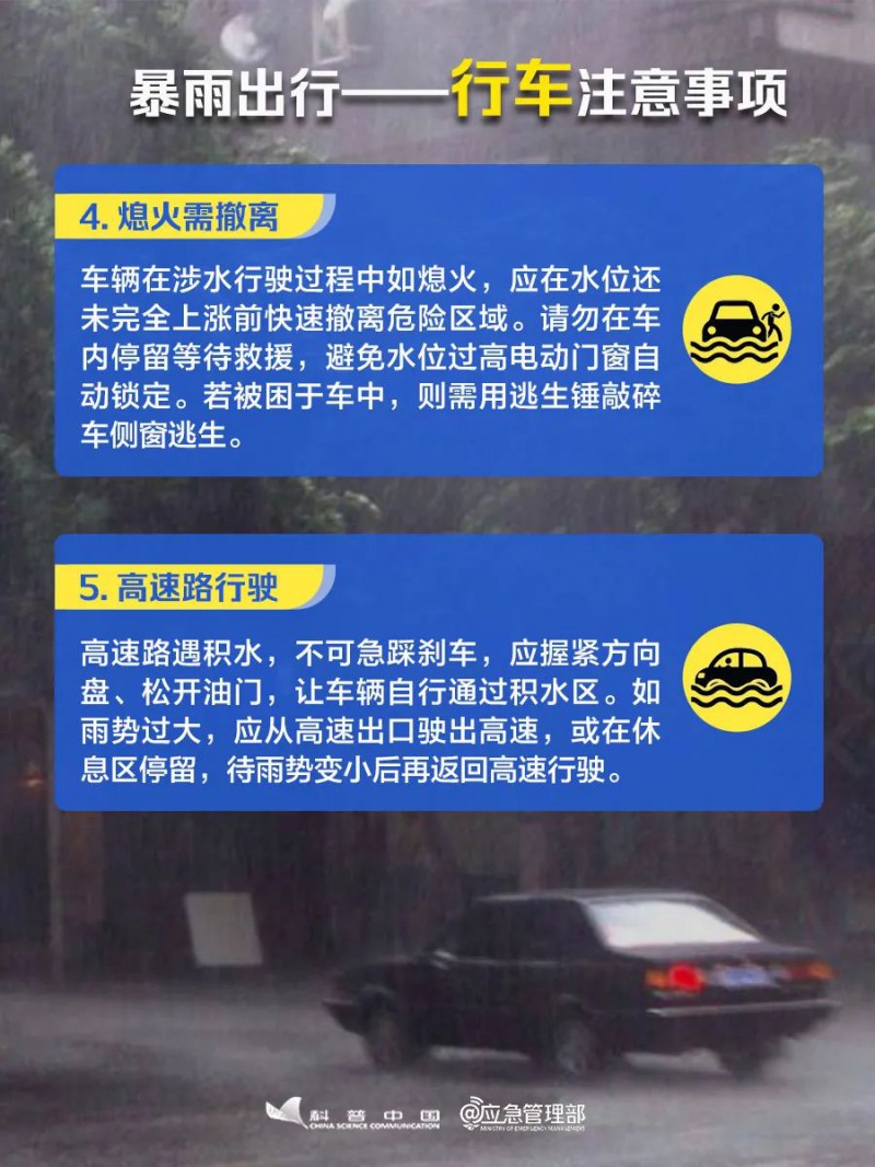 暴雨出行行车注意事项