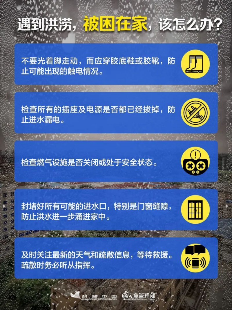 遇到洪涝，被困在家，该怎么办